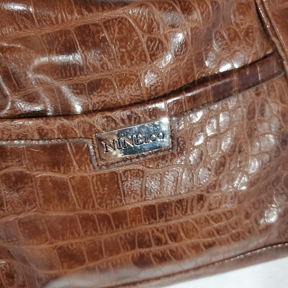 Nine & Co Shoulder Bag Purse Brown Embossed Print - Picture 3 of 11